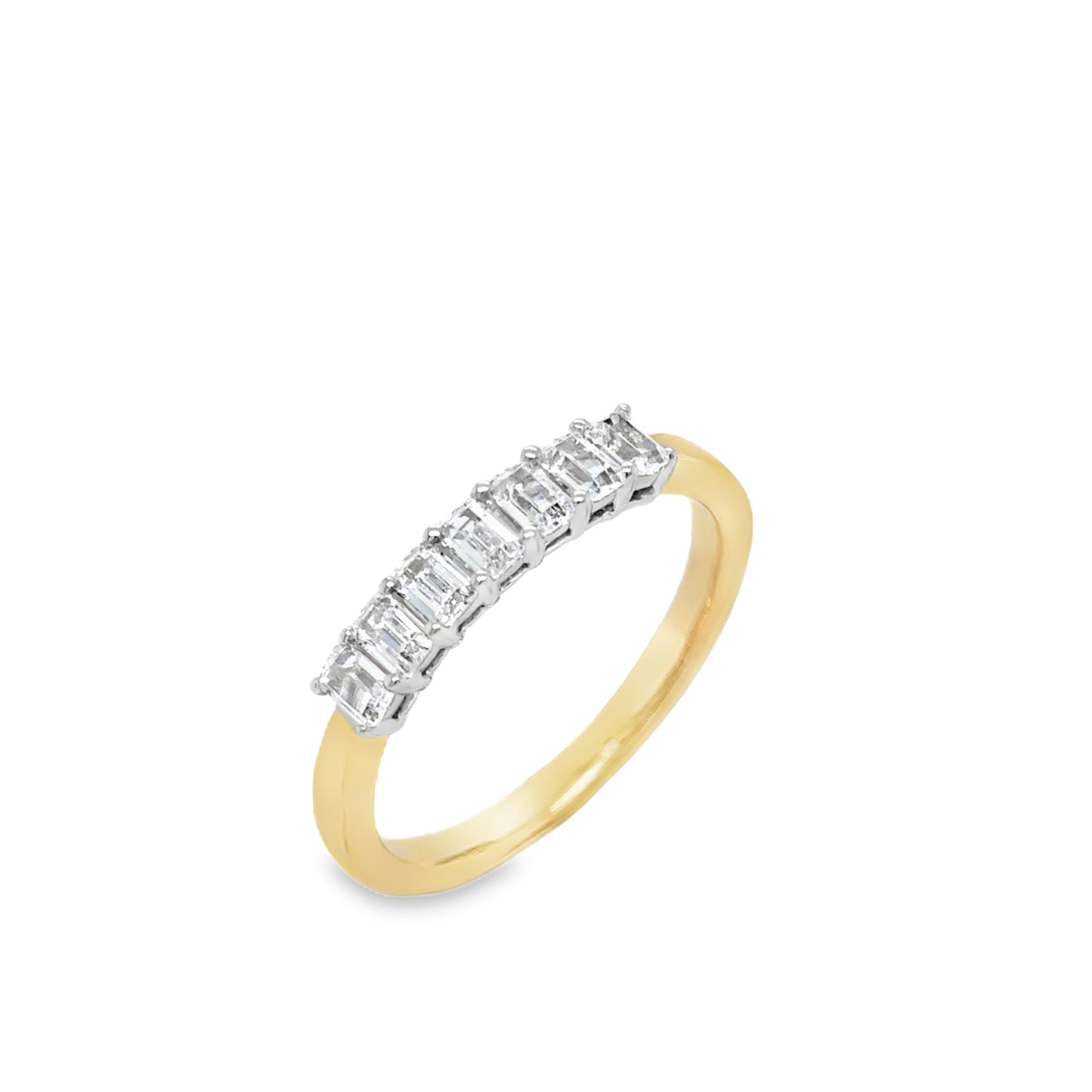 9ct Yellow Gold Seven Stone Baguette Cut CZ Eternity Ring