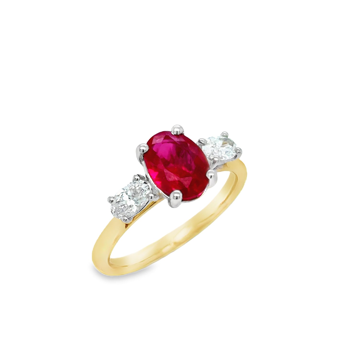 9ct Yellow Gold Three Stone Round Brilliant Cultured Diamond Ring 1.00ct