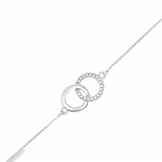 Sterling Silver CZ and Polished Partnership Bracelet