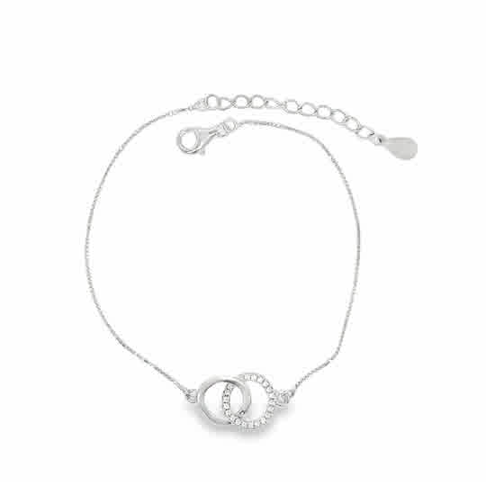 Sterling Silver CZ and Polished Partnership Bracelet