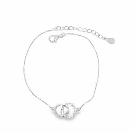 Sterling Silver CZ and Polished Partnership Bracelet
