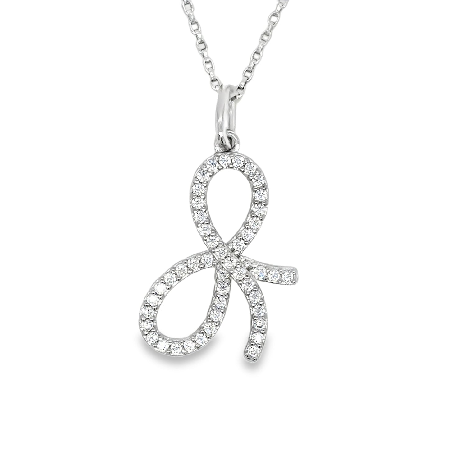 Sterling Silver CZ Bow Pendant