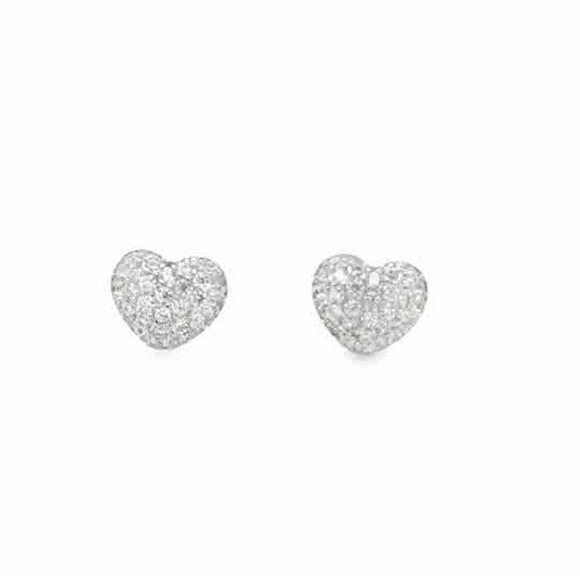 Sterling Silver Pave CZ Heart Earrings