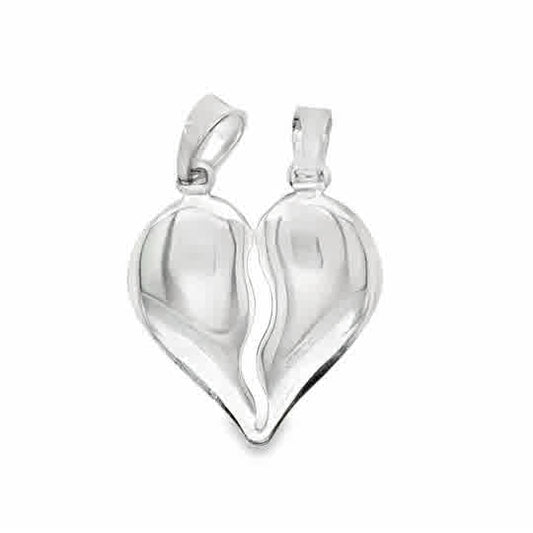Sterling Silver Polished Broken Heart Pendant with Double Baile