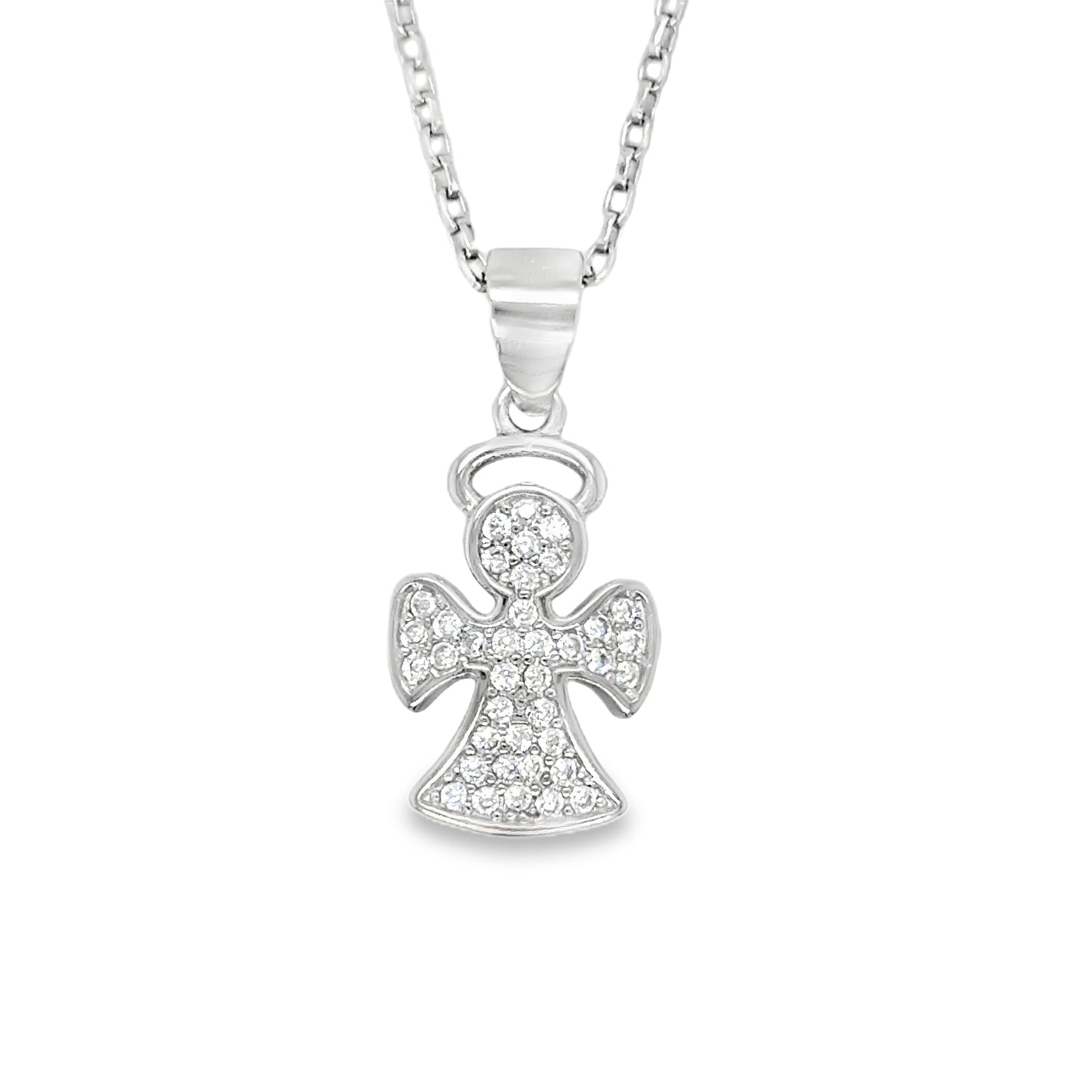 Sterling Silver Pave CZ Angel Pendant