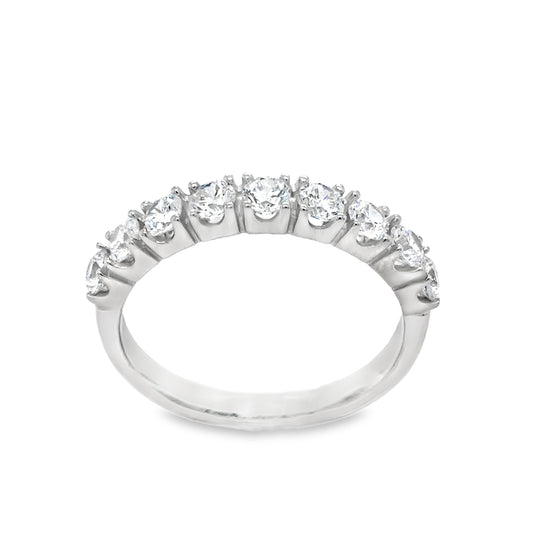 Sterling Silver Nine Stone Round CZ Eternity Ring
