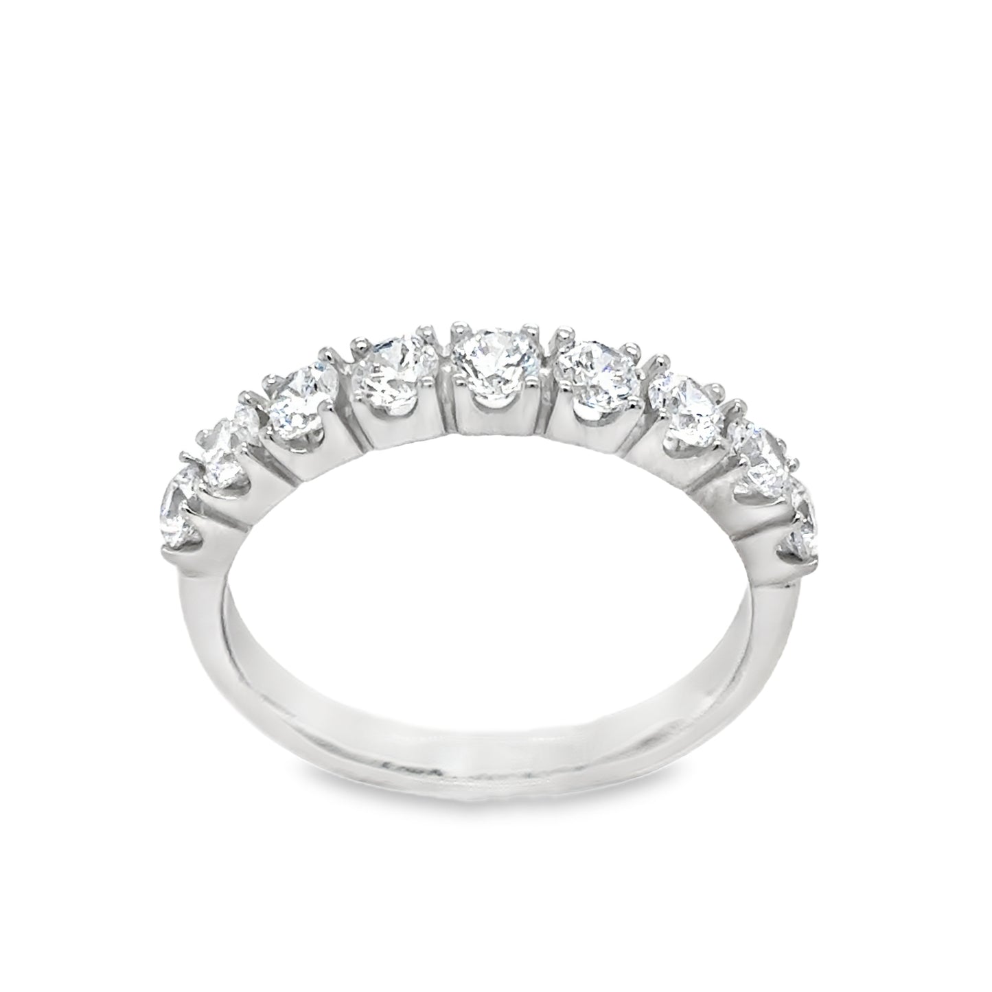 Sterling Silver Nine Stone Round CZ Eternity Ring