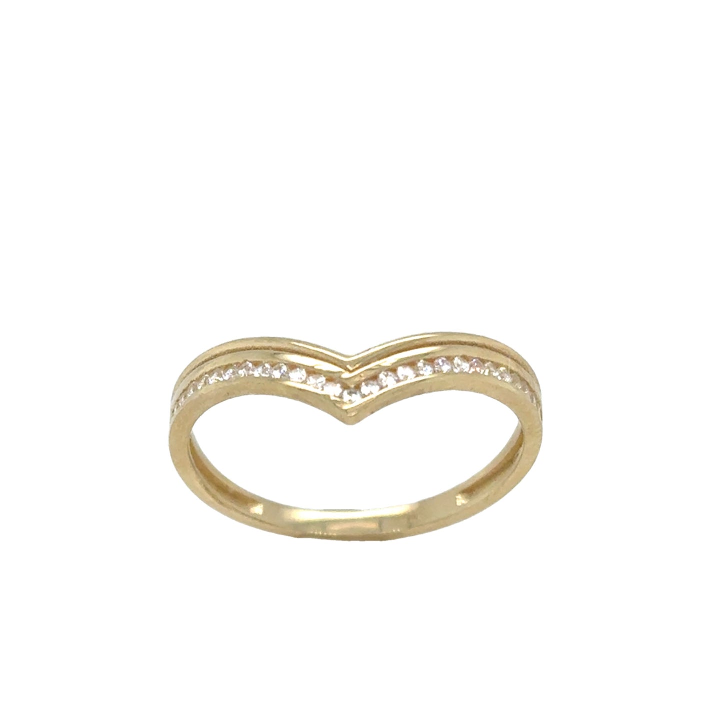 9ct Ring Cz Wishbone