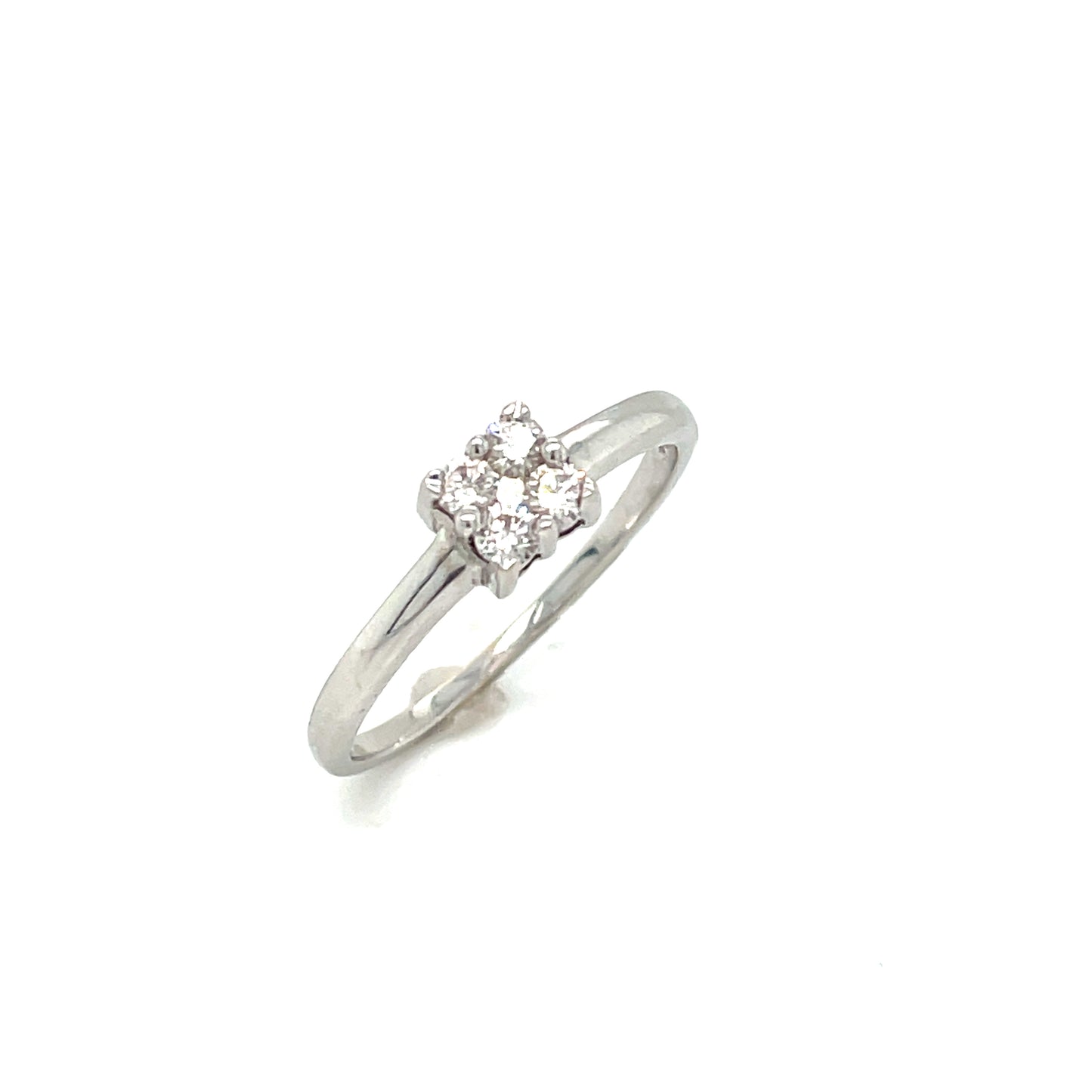 18ct White Gold Brilliant Cut Quad Set Diamond Ring .25ct