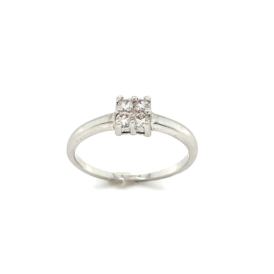 18ct White Gold Brilliant Cut Quad Set Diamond Ring .25ct