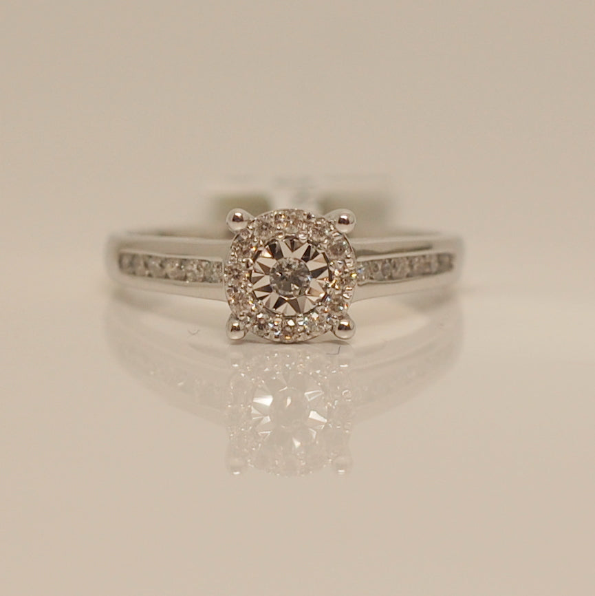 9ct White Gold Four Claw Solitaire Diamond Ring .35ct