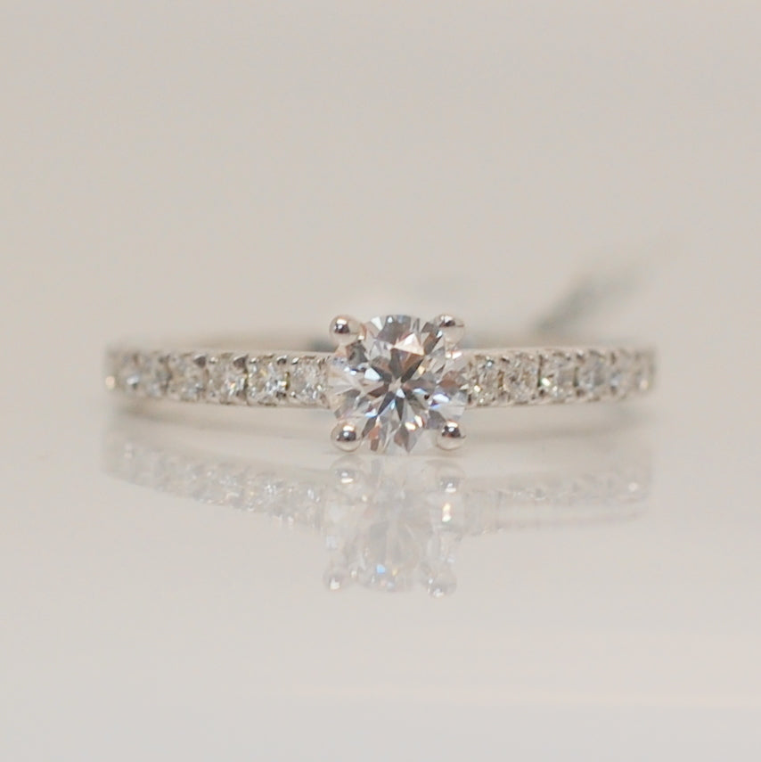 18ct White Gold Solitaire .64ct Diamond Ring