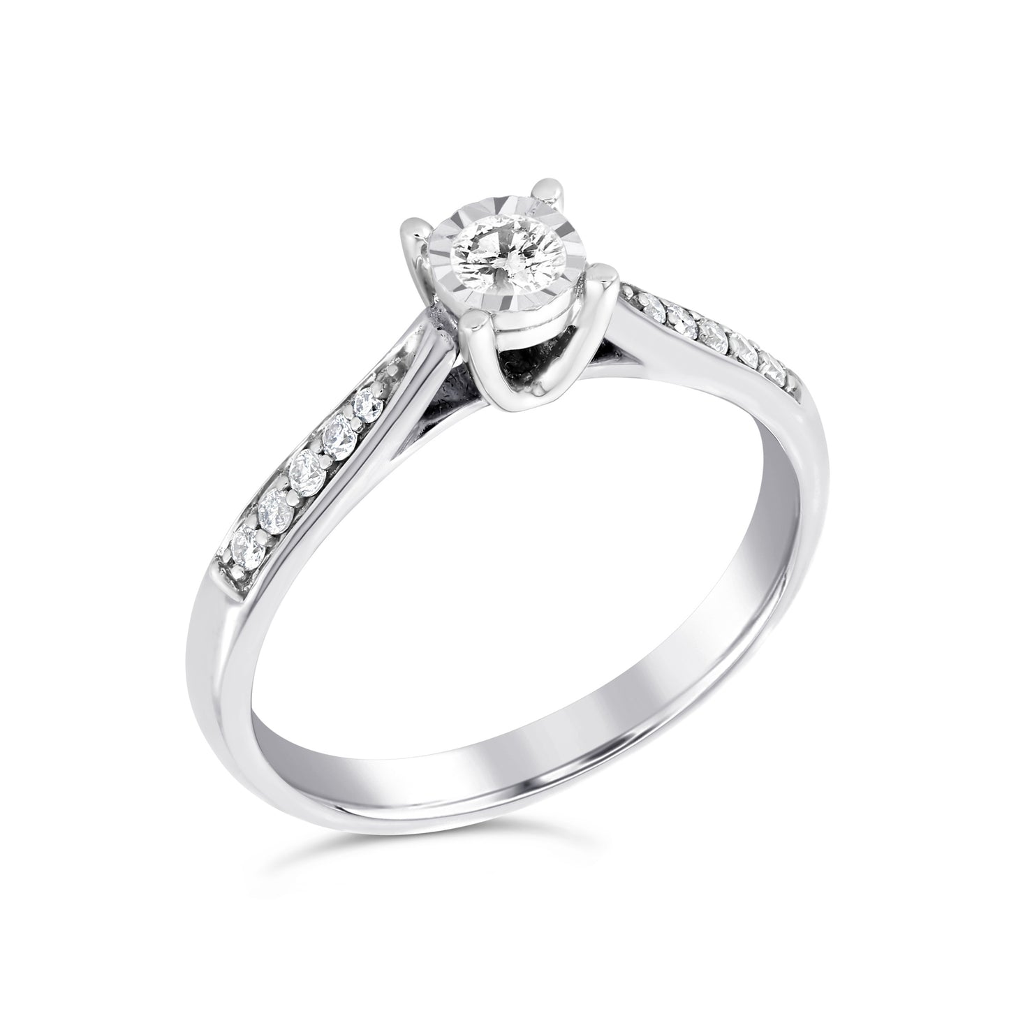 9ct White Gold Solitaire .19ct Diamond Ring