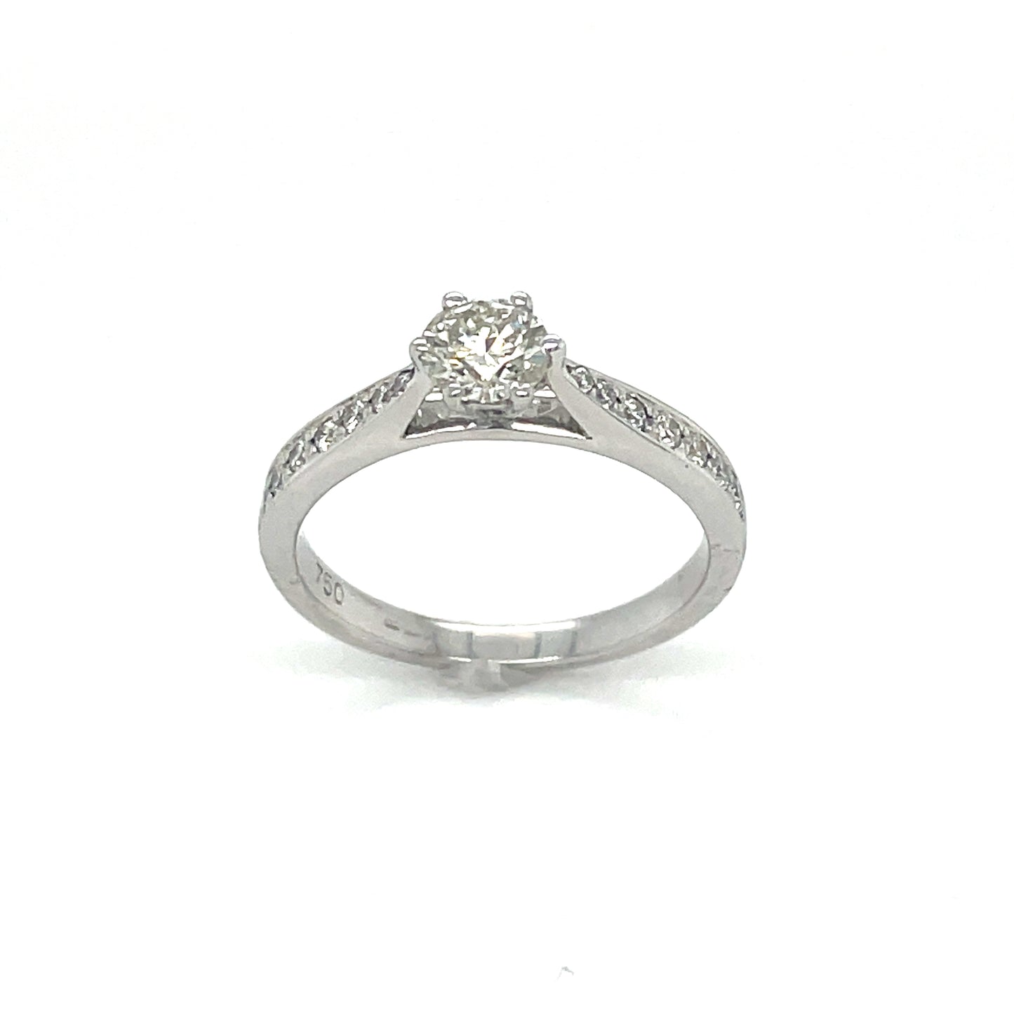 18ct White Gold Solitaire Diamond Shoulders .56ct Diamond Ring