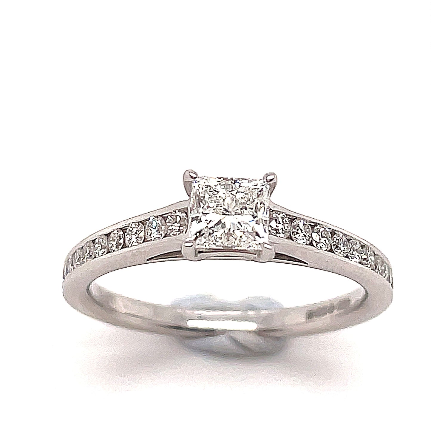 9ct White Gold Solitaire Princess Cut .50ct .25ct Diamond Ring