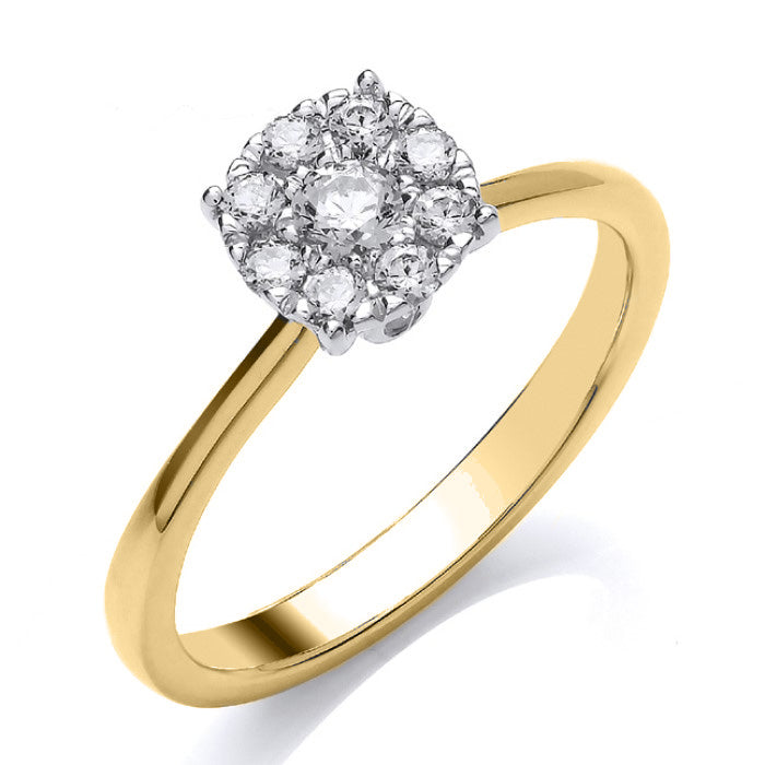 18ct Illusion Set Solitaire .33ct Diamond Ring