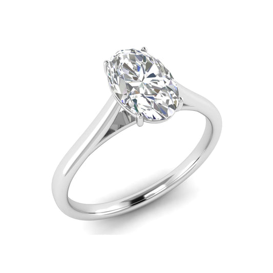 Platinum Solitaire Oval 4 Claw .70ct Diamond Ring