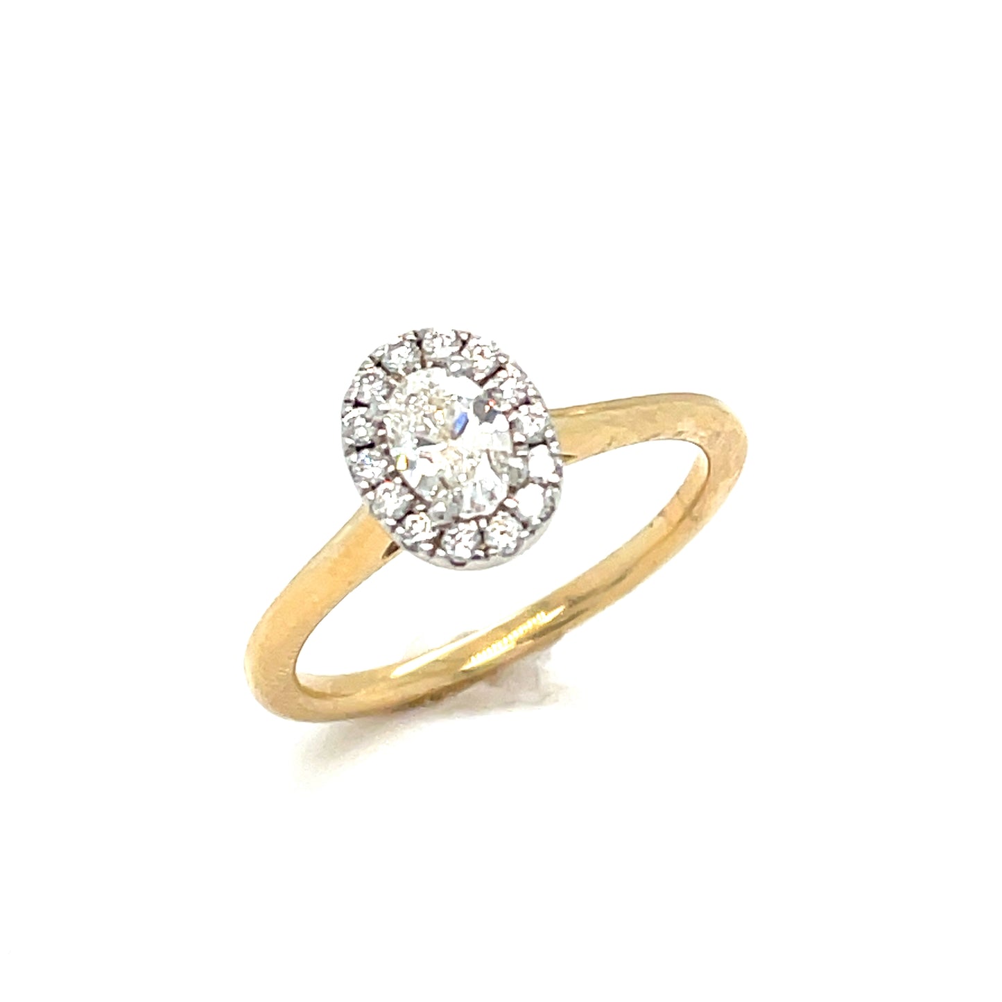 14ct Oval Halo Solitaire Diamond Ring .30ct