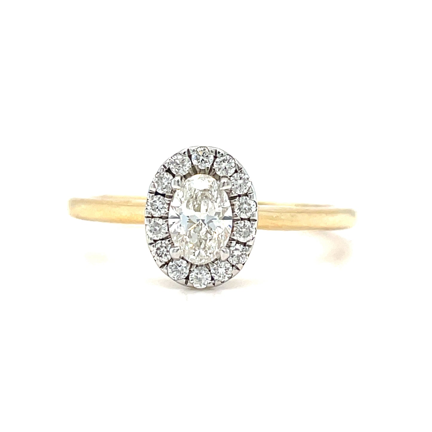 14ct Oval Halo Solitaire Diamond Ring .30ct