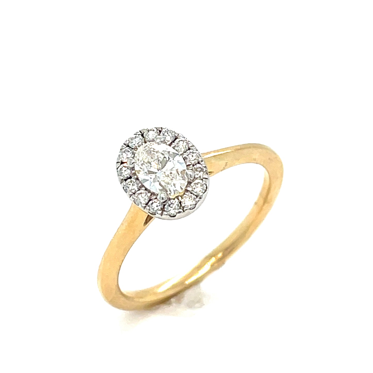 14ct Oval Halo Solitaire Diamond Ring .30ct