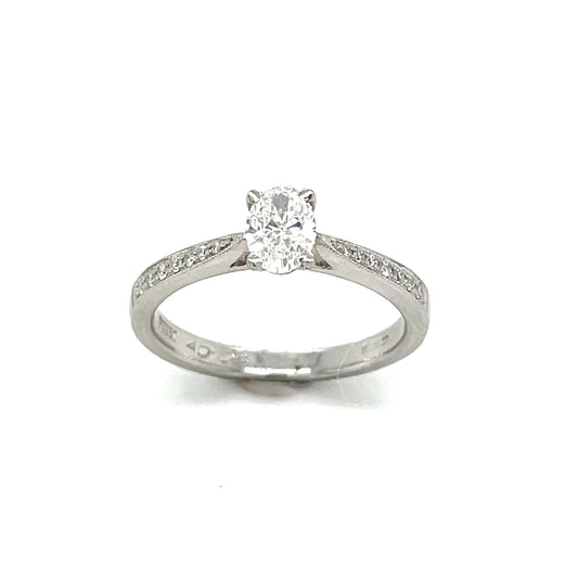 Platinum Solitaire With Diamond Shoulders .48ct Diamond Ring