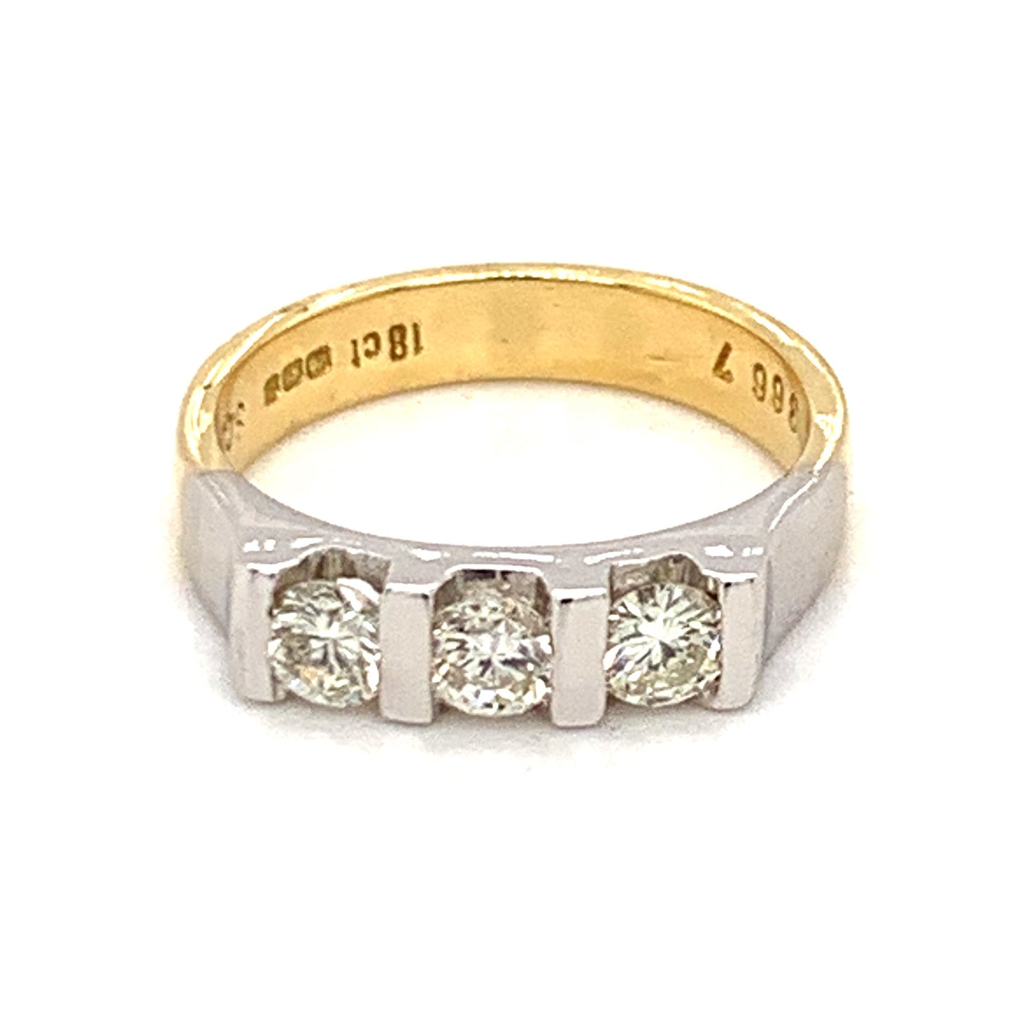 18ct Brilliant Cut Three Stone Diamond Ring .67ct