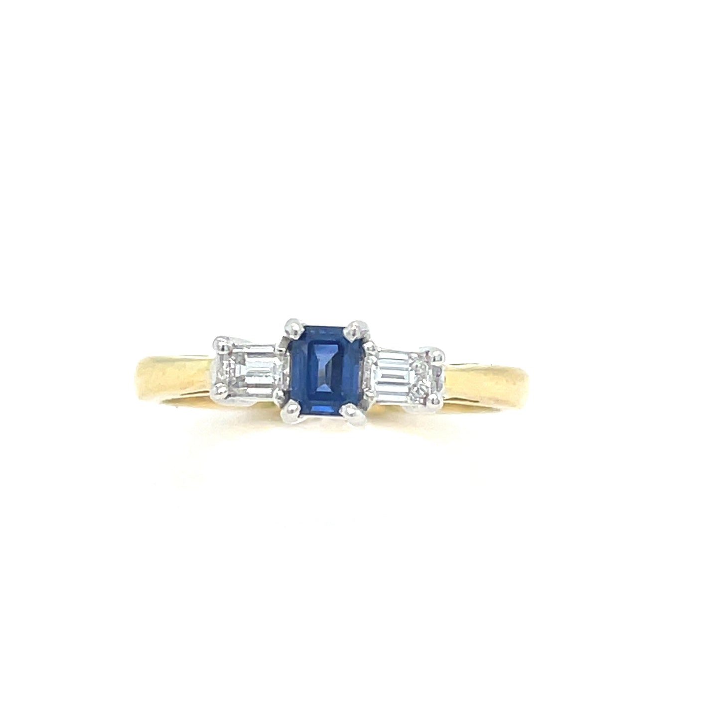 18ct Three Stone Sapphire & Diamond Ring