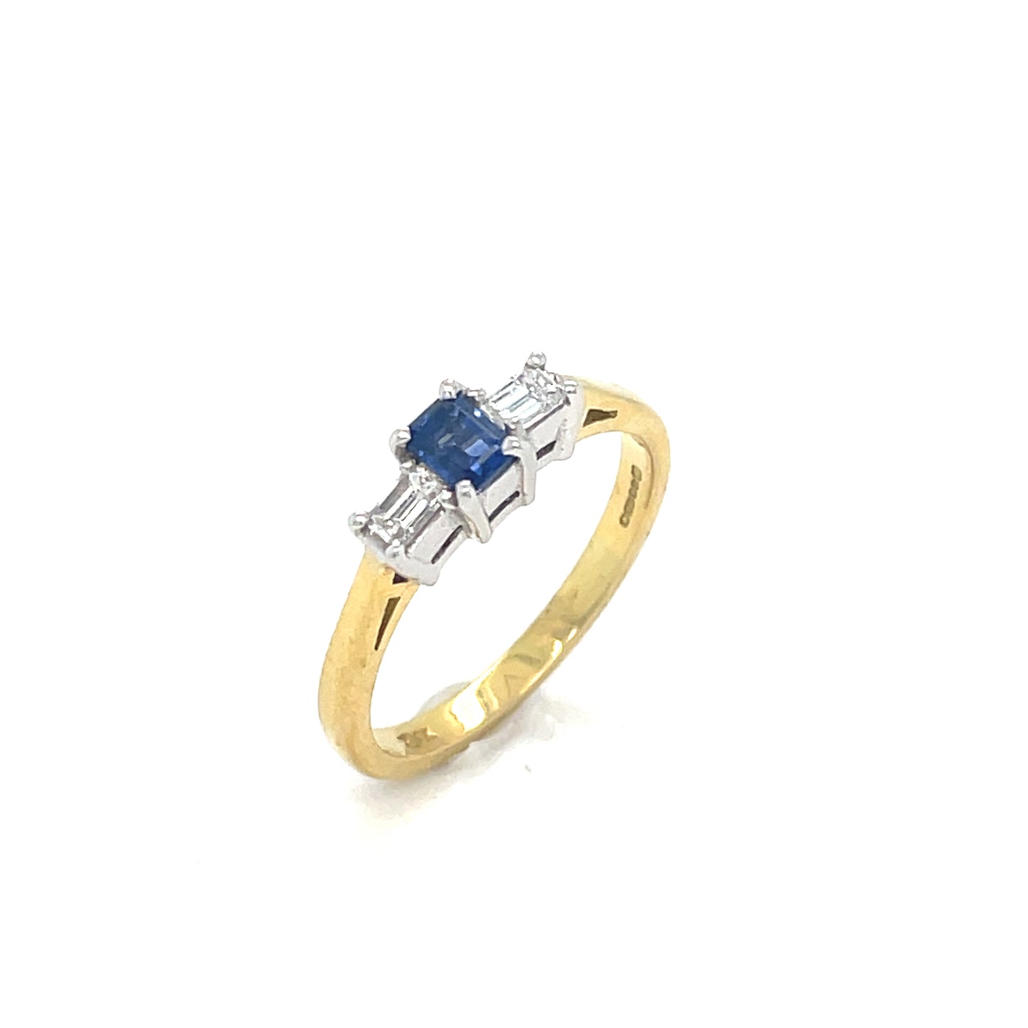 18ct Three Stone Sapphire & Diamond Ring