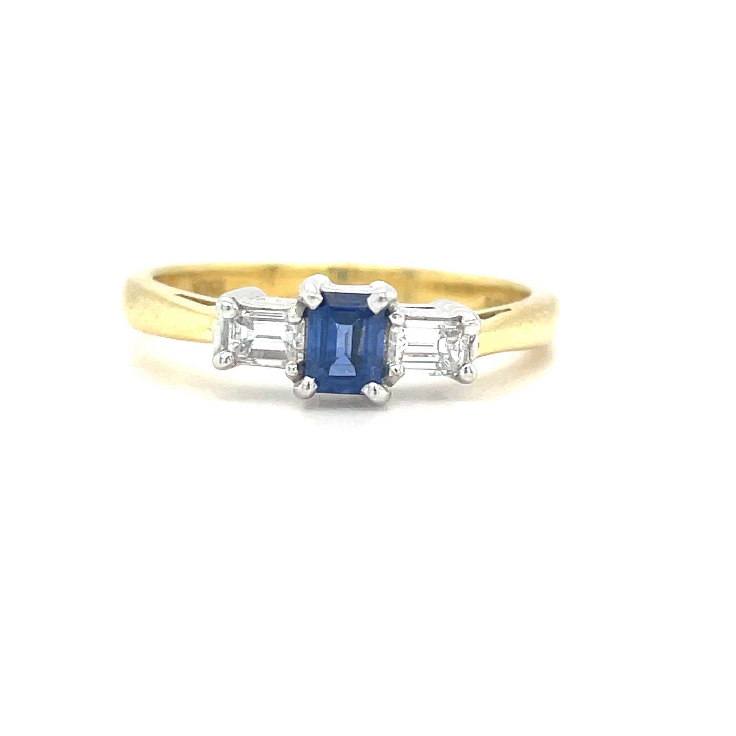 18ct Three Stone Sapphire & Diamond Ring