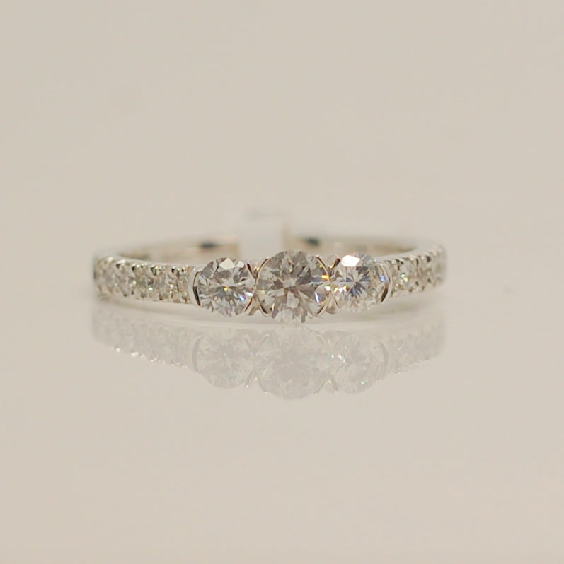 18ct White Gold Three Stone .70ct Diamond Ring