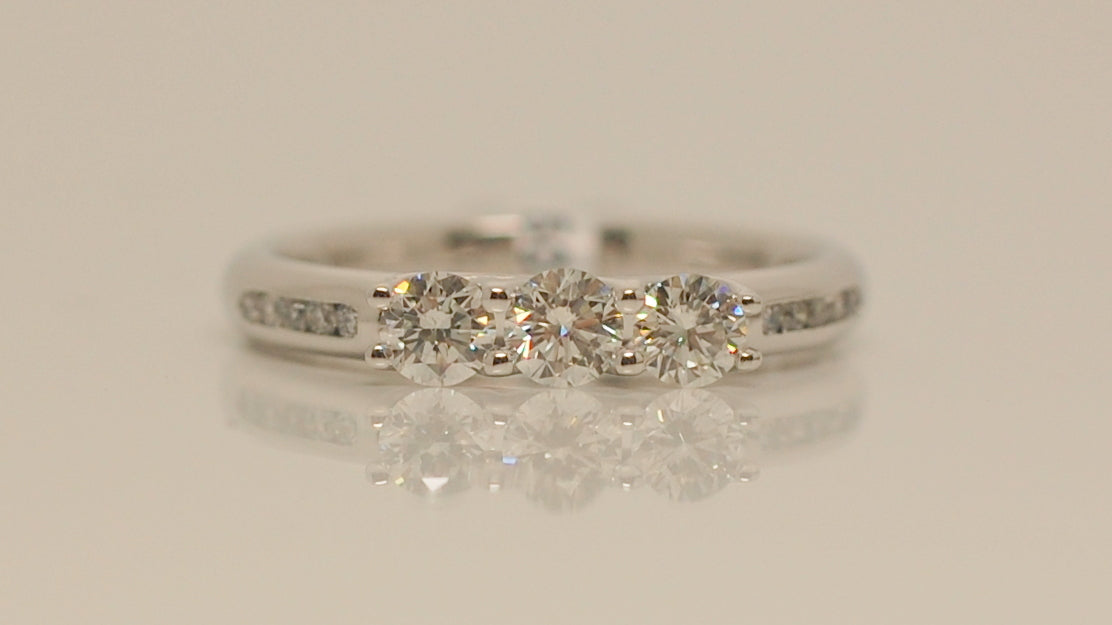 18ct White Gold Three Stone .60ct Diamond Ring