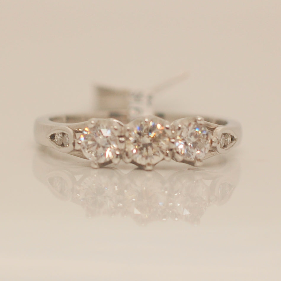 18ct White Gold Three Stone .75ct Diamond Ring