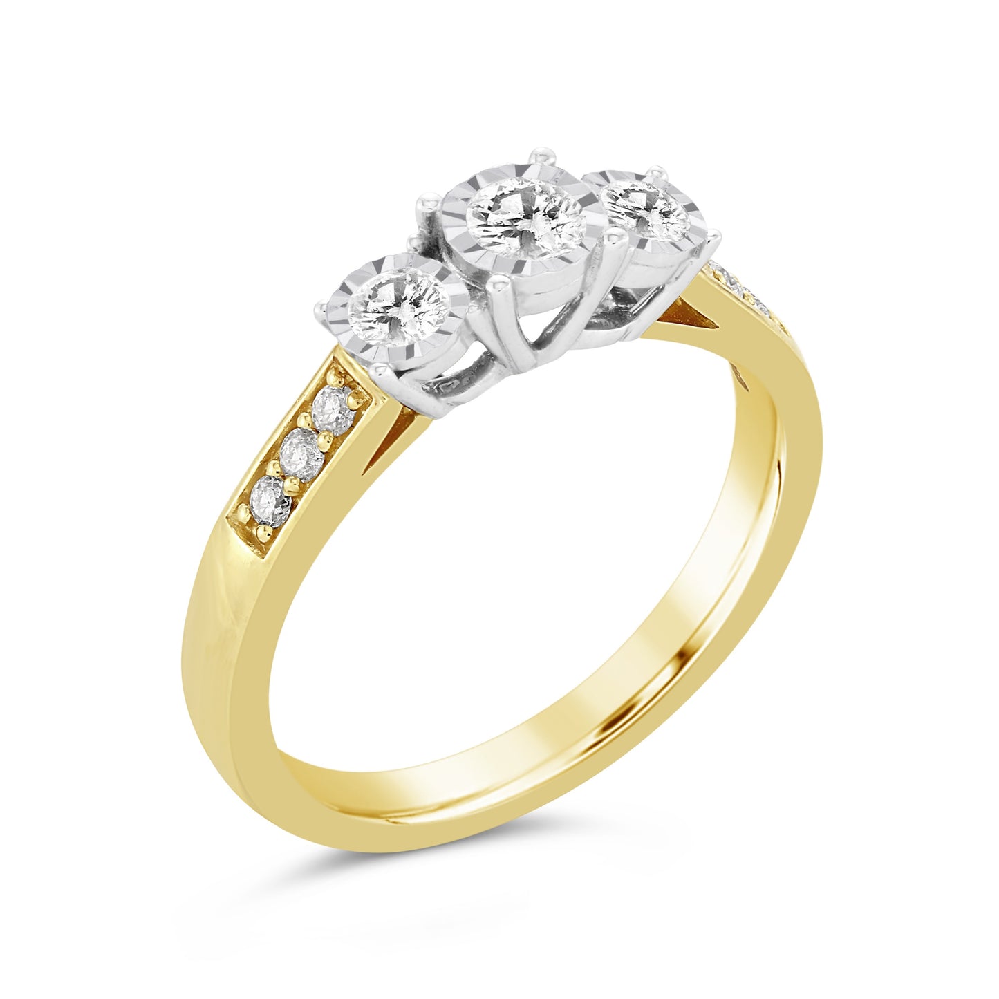 9ct Three Stone .33ct Diamond Ring
