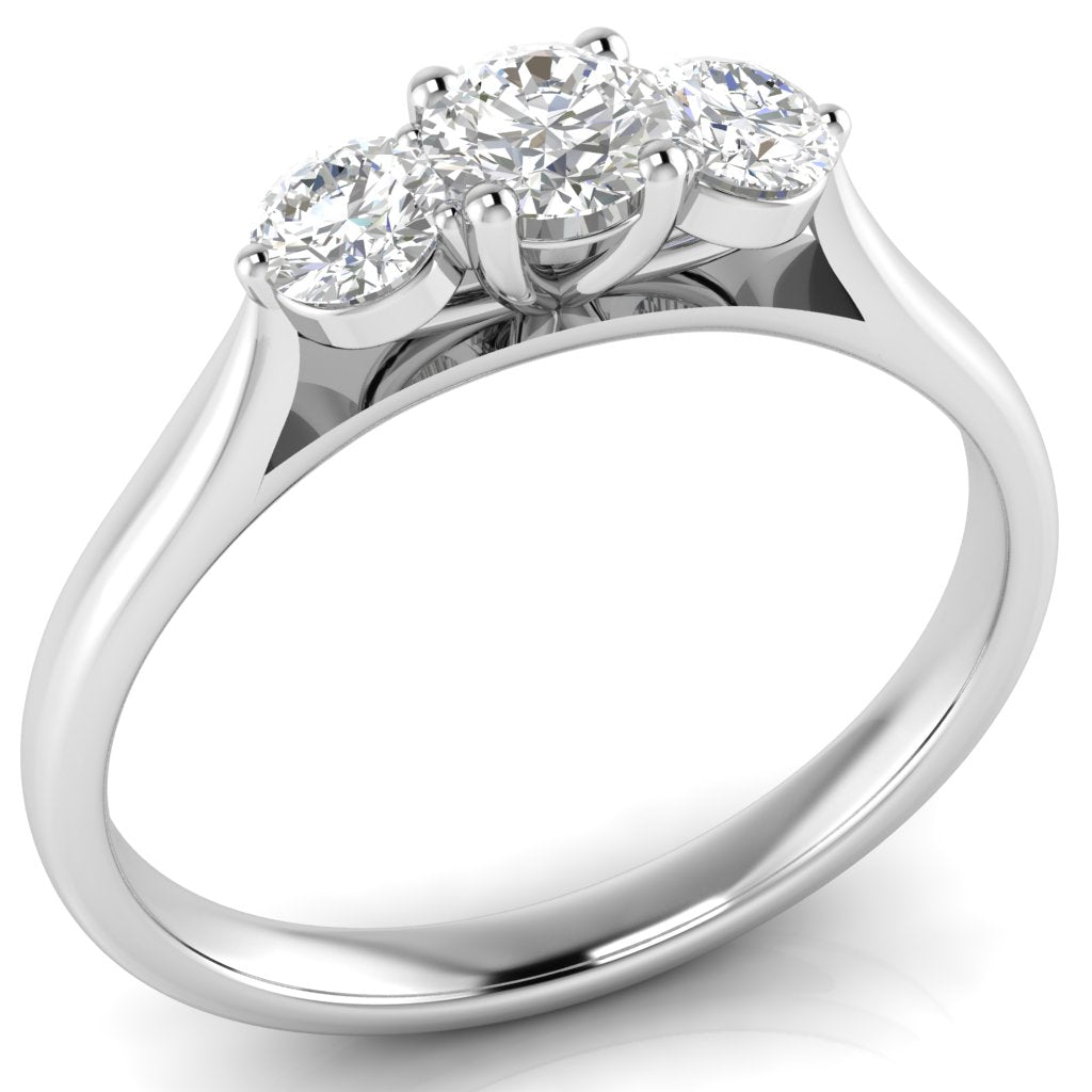9ct Three Stone White Gold .50ct Diamond Ring