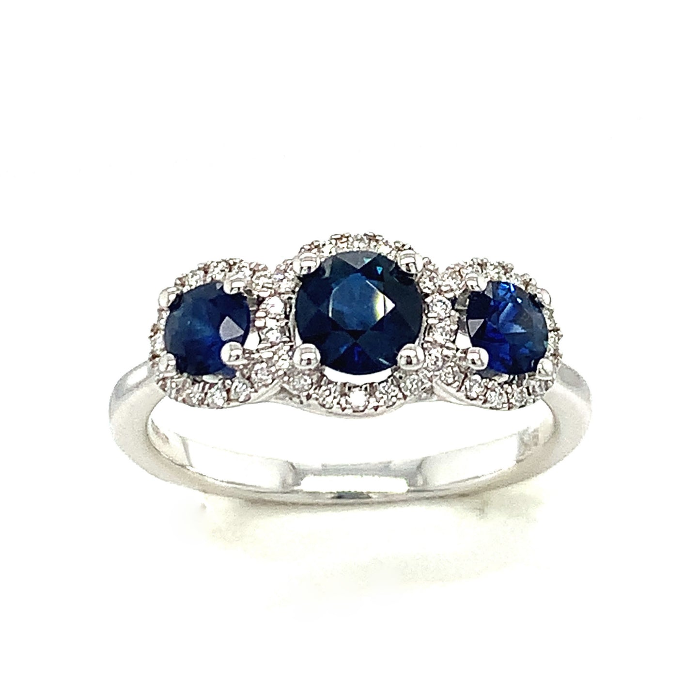 9ct Three Stone Sapphire And Diamond 1.00ct Diamond Ring