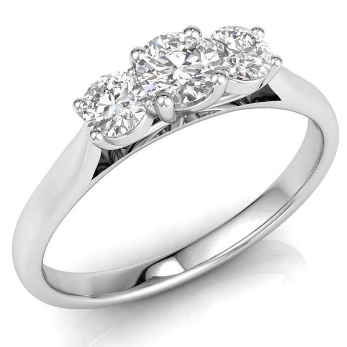 9ct White Gold Three Stone .50ct Diamond Ring