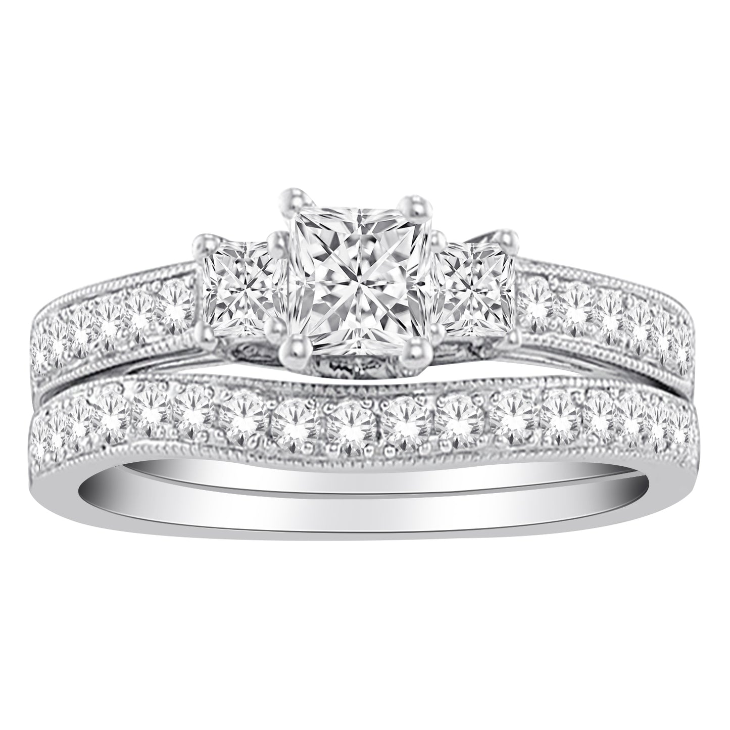 9ct White Gold Bridal Set 1.00ct Diamond Rings