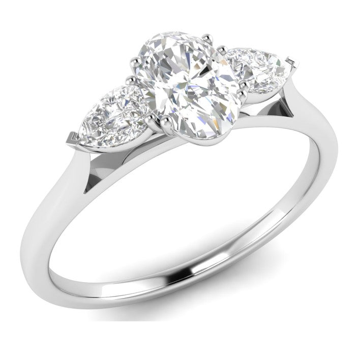 Platinum Three Stone Oval Diamond Ring .50 Ct