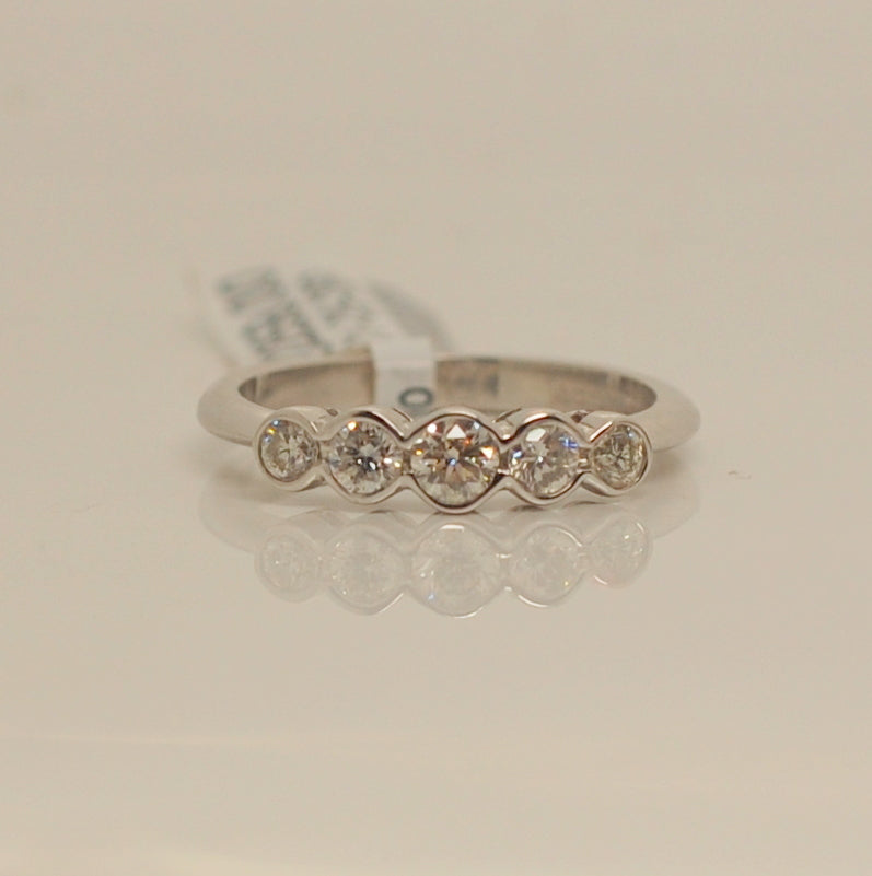 18ct White Gold Five Stone .50ct Diamond Ring