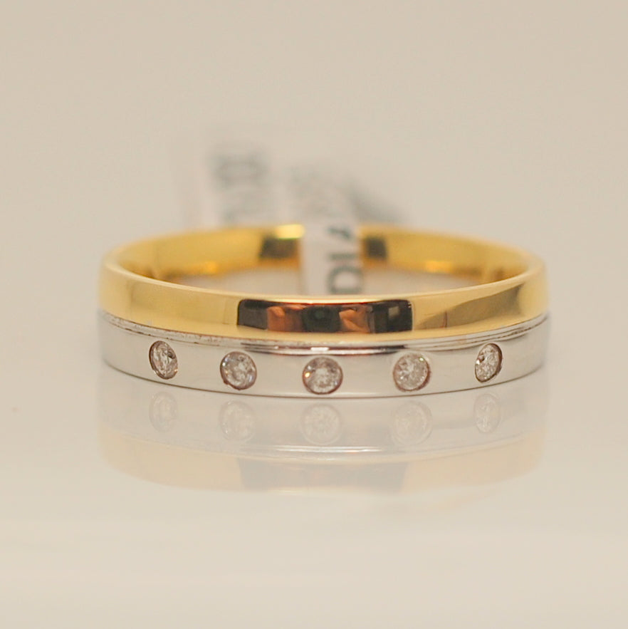 18ct Two Colour Five Stone Eternity .08ct Diamond Ring