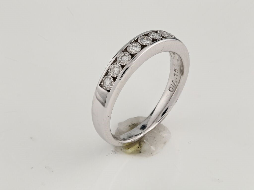 9ct White Gold Nine Stone Eternity .05ct Diamond Ring