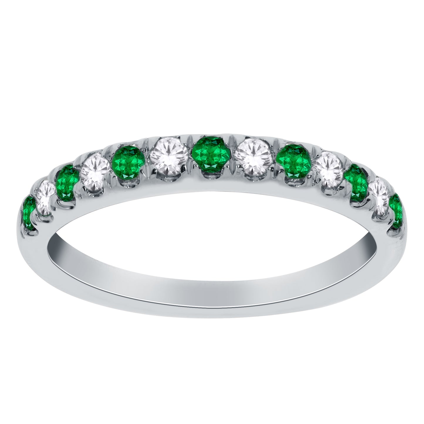9ct White Gold Emerald And Diamond Etering Ring