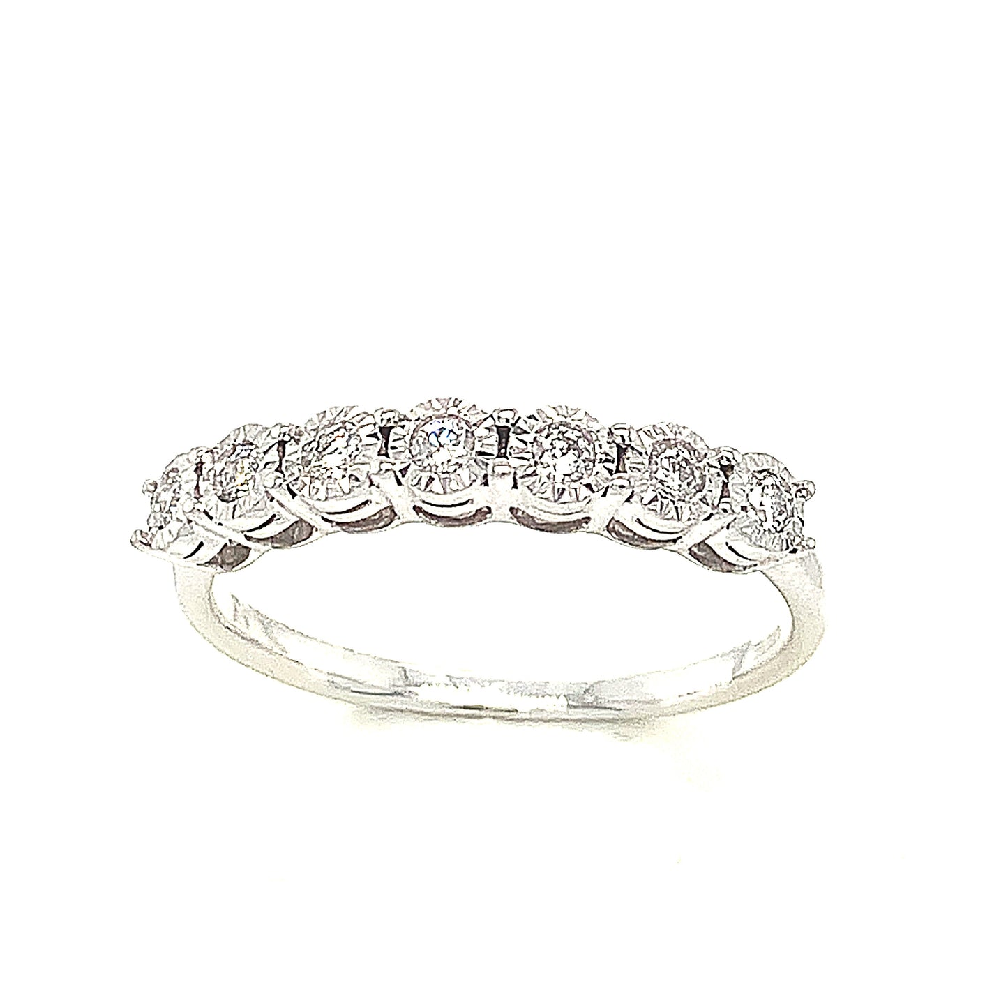 9ct White Gold Seven Stone Eternity Diamond Ring .17ct