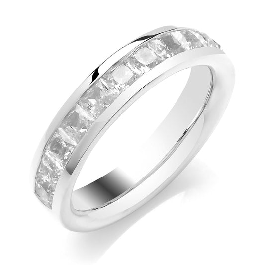 18ct White Gold Princess Cut Channel Set Eternity Diamond Ring .42ct