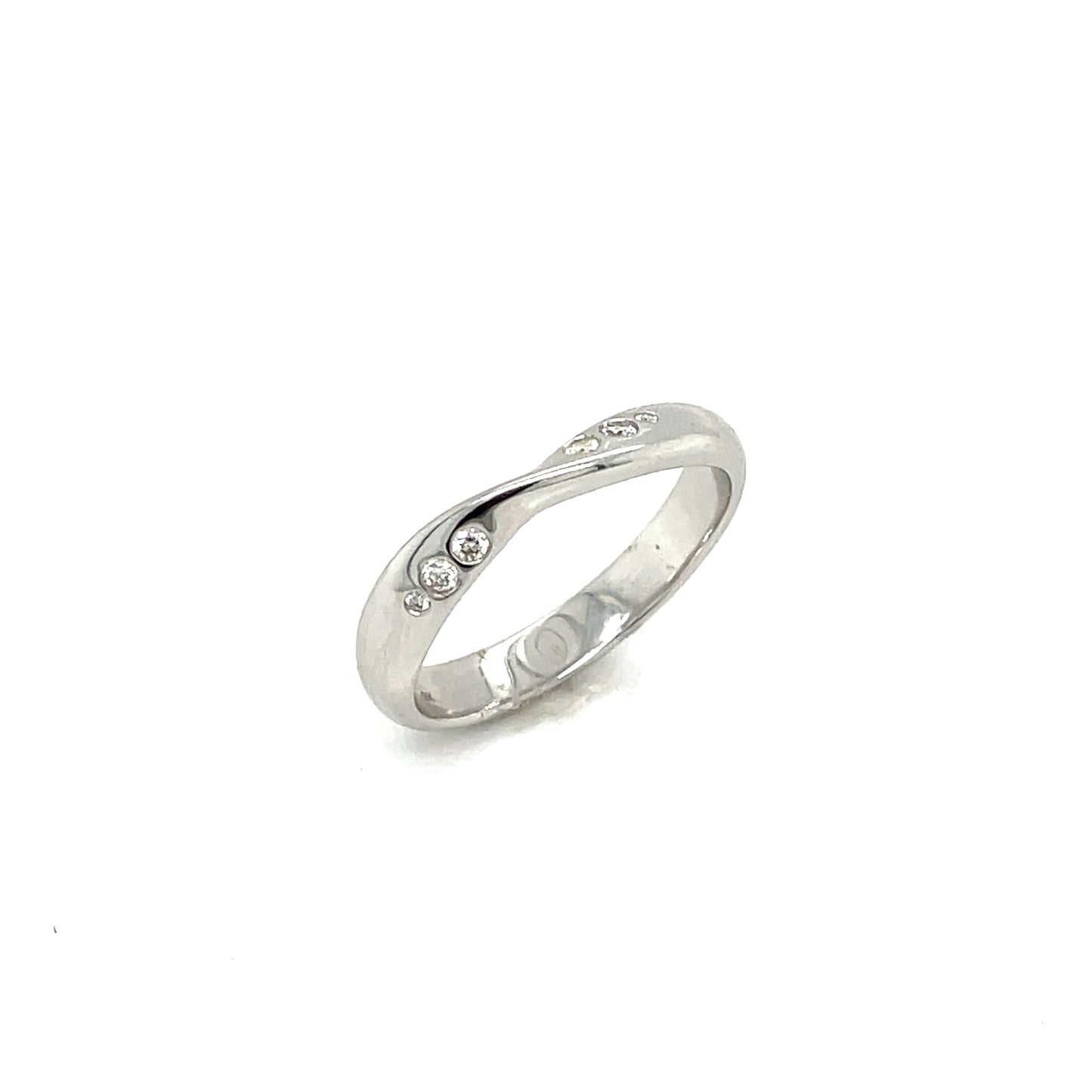 9ct White Gold 6 Stone Twist Eternity Diamond Ring .09ct