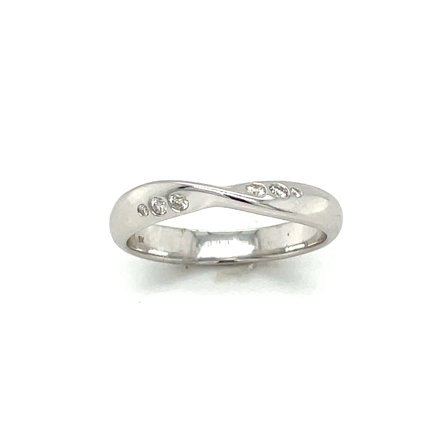 9ct White Gold 6 Stone Twist Eternity Diamond Ring .09ct