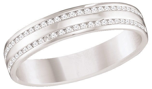 9ct White Gold Two Row Diamond .25ct Ring