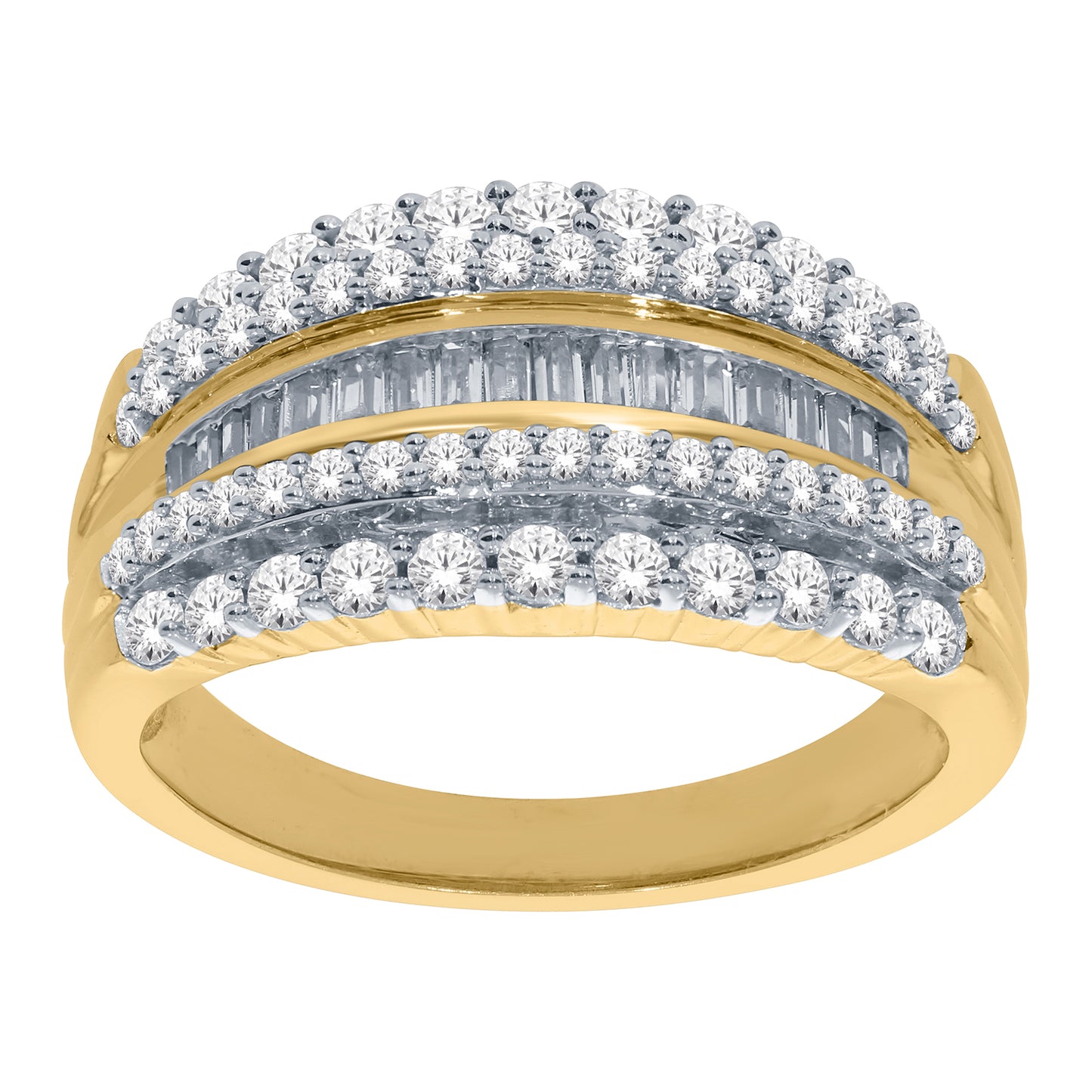 9ct 5row Yellow Gold 1.00ct Diamond Ring