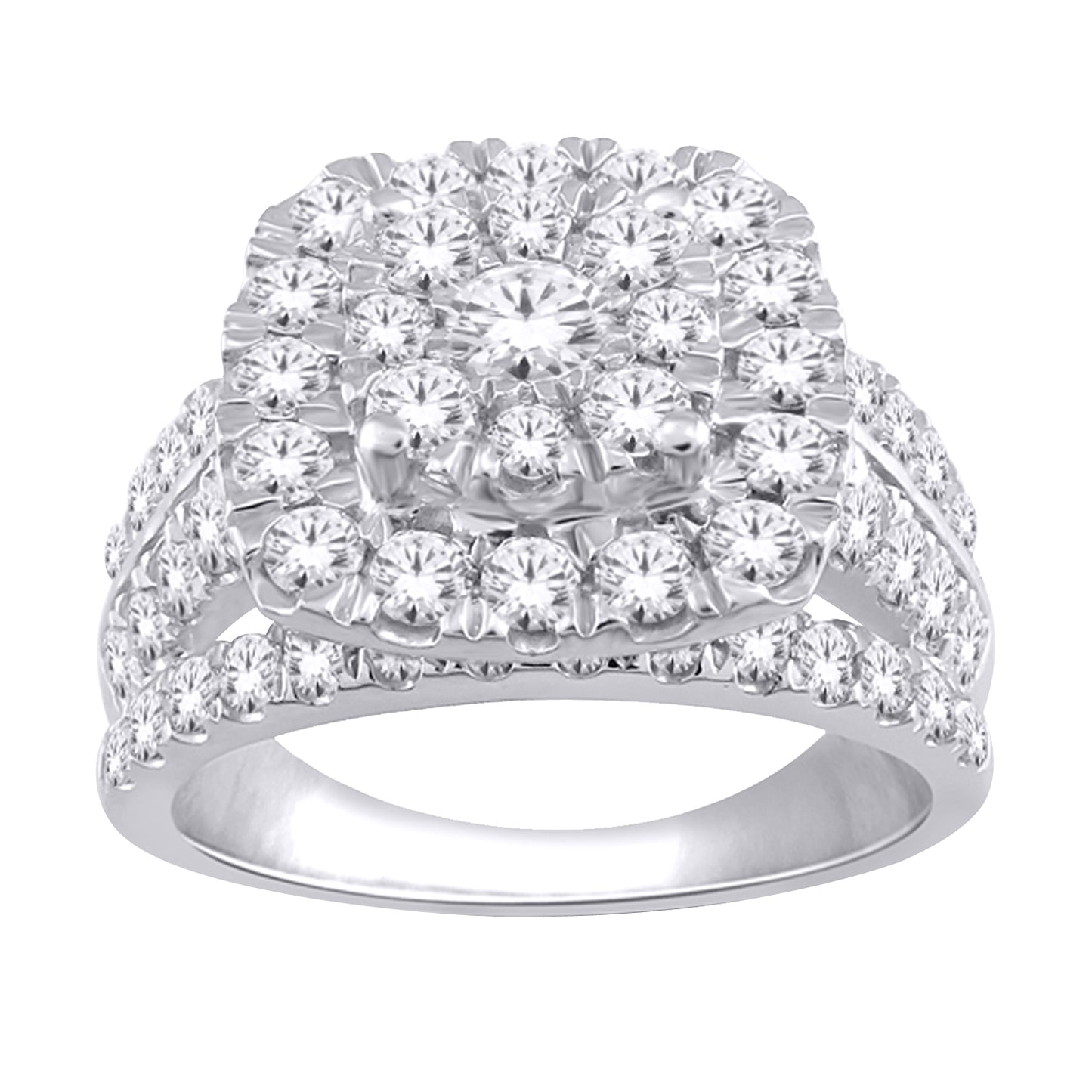 9ct White Gold Fancy Square Cluster 2.00c Diamond Ring
