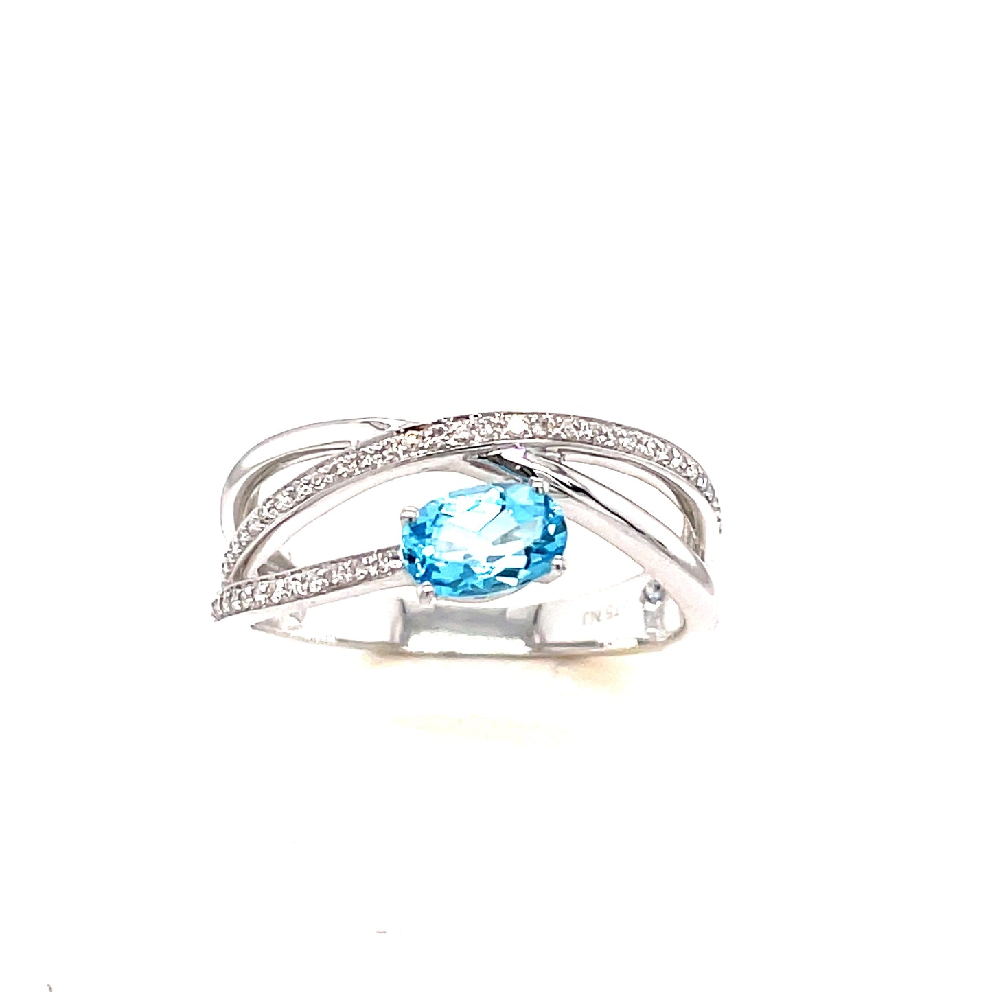 9ct White Gold Wrap Blue Topaz/ Diamond Ring .11 Ct